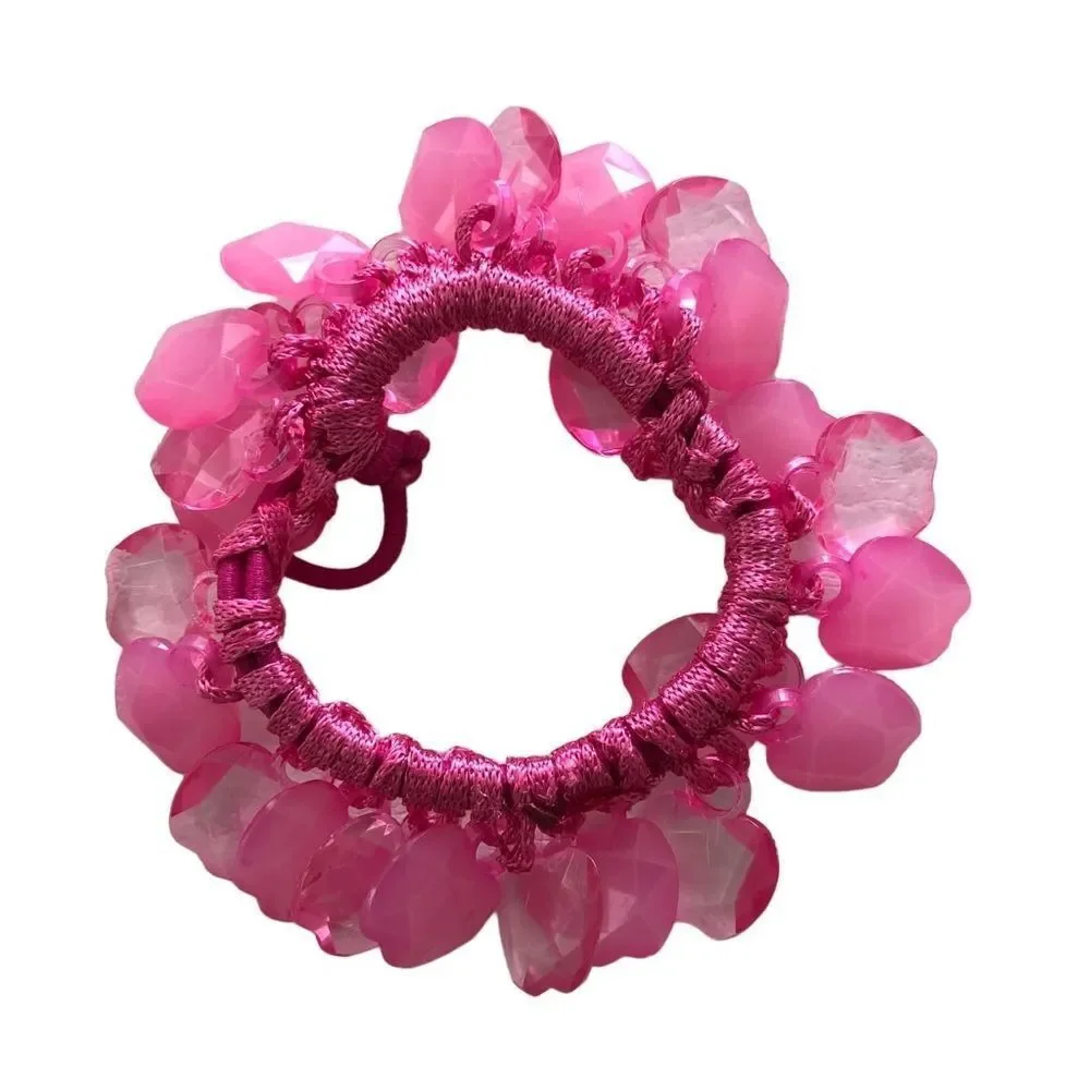 2 Scrunchies: Pink Apples and Yellow Balls that click against each other when in